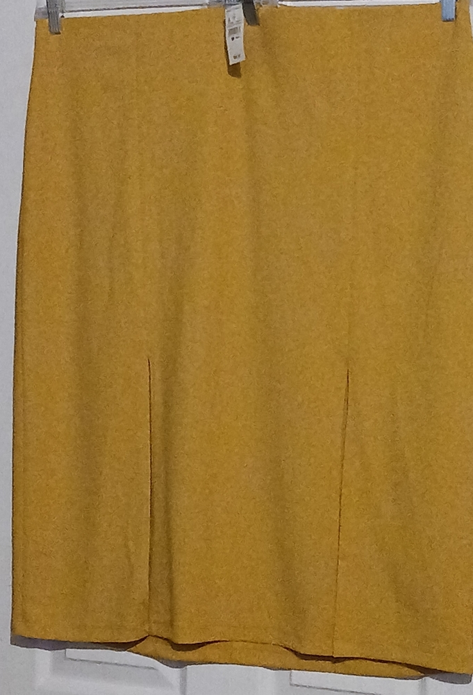 Mustard Yellow Midi Skirt with front splits